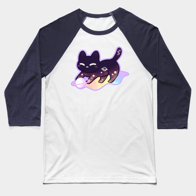 Galaxy cat rainbow kawaii Baseball T-Shirt by mushopea